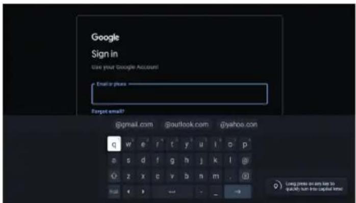 Google Sign in Use your Google Account! Email or plass Target email? @gmail.com @outlook.com @yahoo.com q w e r t y u i o p a s d f g h j k l @ @ z x e v b n m . @ mail < y ← - → Long press as am key to quickly run into capital here