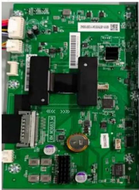Green printed circuit board with various electronic components and connectors (no readable text or symbols)