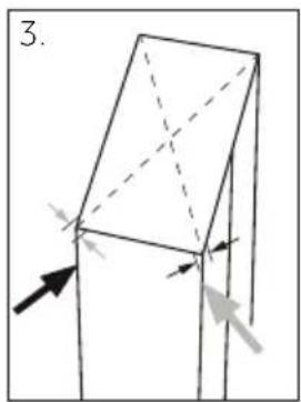 Pure geometric diagram of a 3D rectangular prism with dashed internal lines and arrows indicating direction (no text or symbols)