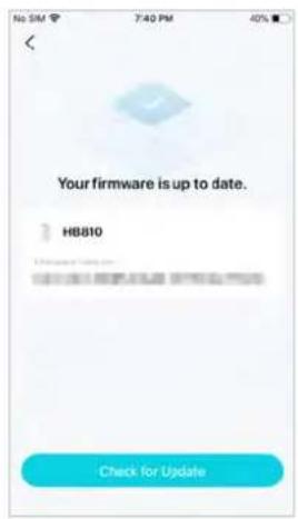No SIM 7:40 PM 40% Your firmware is up to date. H8810 Check for Update