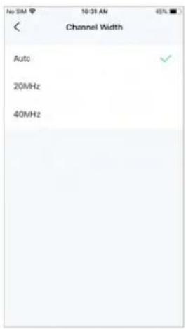 Channel Width Auto 20MHz 40MHz