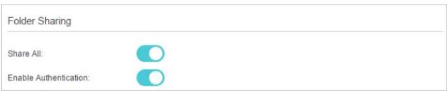 Folder Sharing Share All: Enable Authentication: