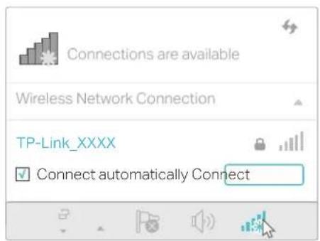 Connections are available Wireless Network Connection TP-Link_XXXX Connect automatically Connect