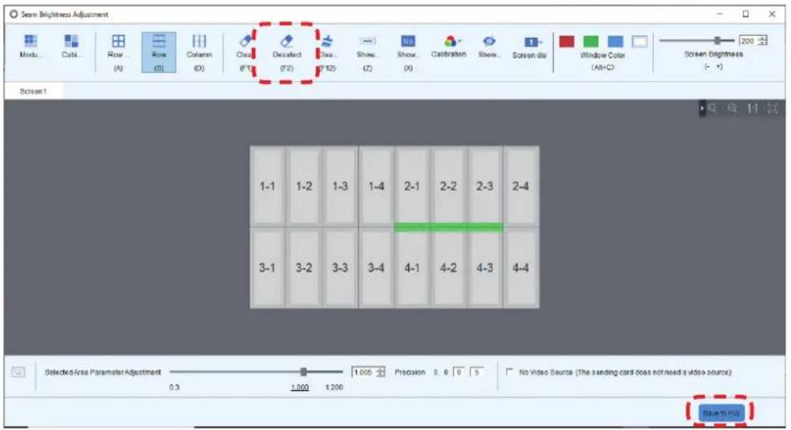 Scan Brightness Adjustment Mode... Cabs... Row ... Row ... Column ... Clear ... Select ... Show ... Show ... Calibration Show ... Screen die Window Color (All+C) Screen Brightness (- +) Screen 1 1-1 1-2 1-3 1-4 2-1 2-2 2-3 2-4 3-1 3-2 3-3 3-4 4-1 4-2 4-3 4-4 Selected Area Parameter Adjustment 1.005…