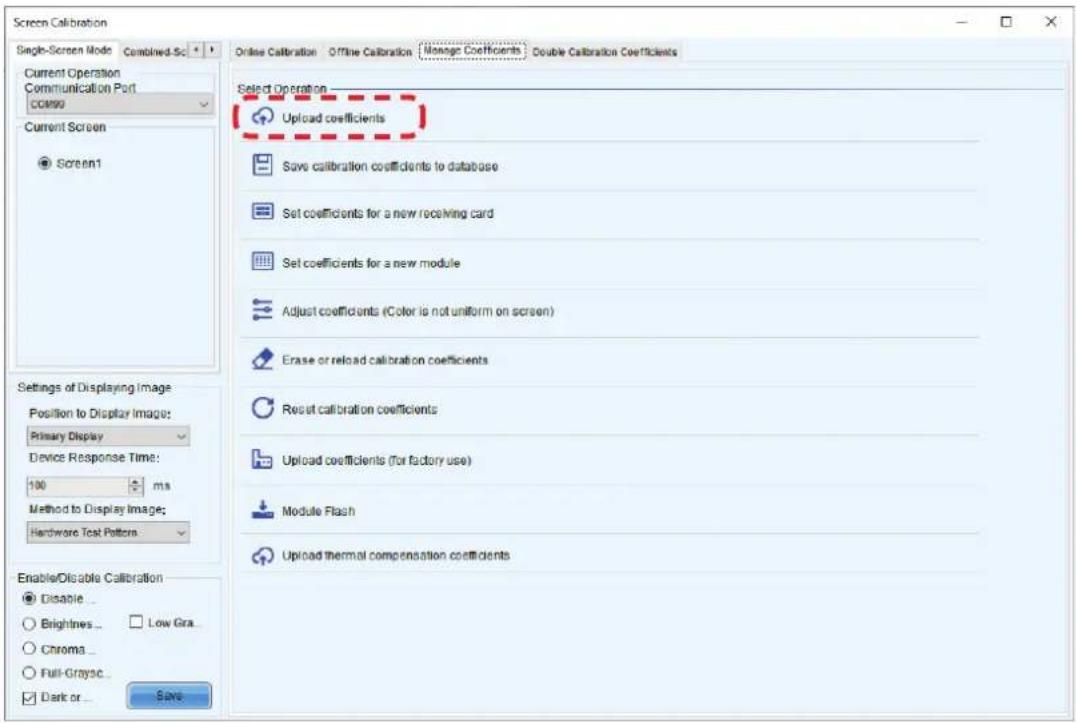 Screen Calibration Single-Screen Mode Combined-Sc Current Operation Communication Port com99 Current Screen Screen1 Settings of Displaying Image Position to Display Image: Primary Display Device Response Time: 100 ms Method to Display Image: Hardware Test Pattern Enable/Disable Calibration Disable..…