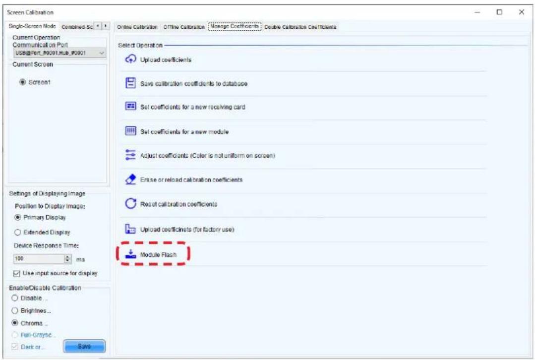 Screen Calibration Single-Screen Mode Combined-Sc Current Operation Communication Port USB@Port_90001.hub_90001 Current Screen Screen1 Settings of Displaying Image Position to Display Image: Primary Display Extended Display Device Response Time: 100 ms Use input source for display Enable/Disable Cal…