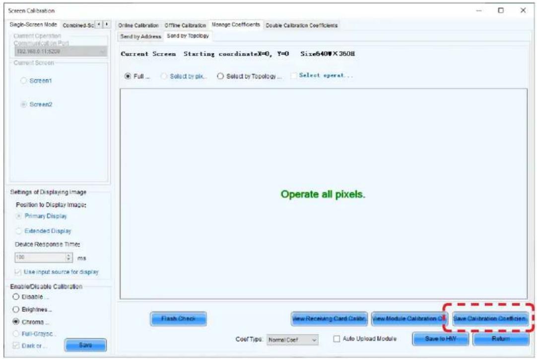 Screen Calibration Single-Screen Mode Combined-Sc Current Operation Communication Port 102.168.0.11:5209 Current Screen Screen1 Screen2 Settings of Displaying Image Position to Display Image: Primary Display Extended Display Device Response Time: 100 ms Use input source for display Enable/Disable Ca…