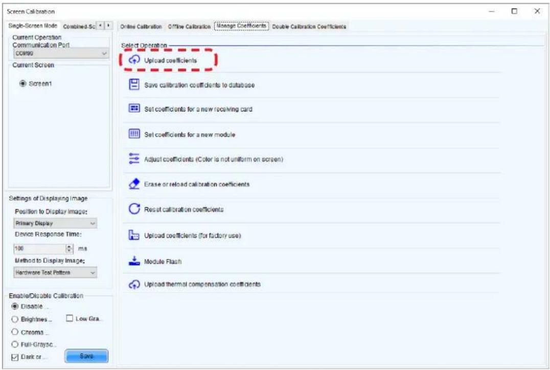 Screen Calibration Single-Screen Mode Combined-Sc Current Operation Communication Port comp Current Screen Screen1 Settings of Displaying Image Position to Display Image: Primary Display Device Response Time: 100 ms Method to Display Image: Hardware Test Pattern Enable/Disable Calibration Disable...…
