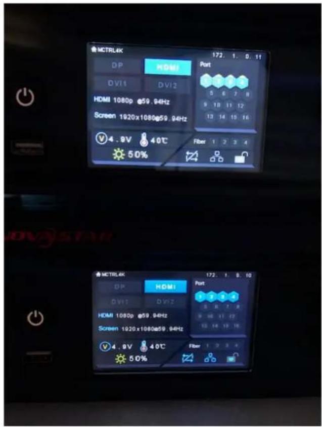 MCTRL4K DP HDMI DVI1 DVI2 HDMI 1080p @59.94Hz Screen 1920x1080@59.94Hz 4.9V 40℃ 50% Port 5 6 7 8 9 10 11 12 13 14 15 16 Fiber 1 2 3 4 MCTRL4K DP HDMI DVI1 DVI2 HDMI 1080p @59.94Hz Screen 1920x1080@59.94Hz 4.9V 40℃ 50% Port 5 6 7 8 9 10 11 12 13 14 15 16 Fibers 1 2 3 4