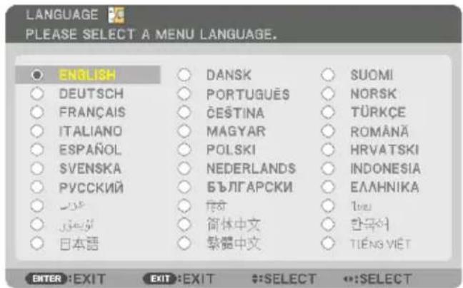 SHARP NP-PV710UL - Use the ▲, ▼, ◀ or ▶ button to select one of the 30 languages from the menu. - 1