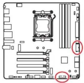 Diagram of a computer motherboard showing slots, CPU socket, and memory card (no text or labels)