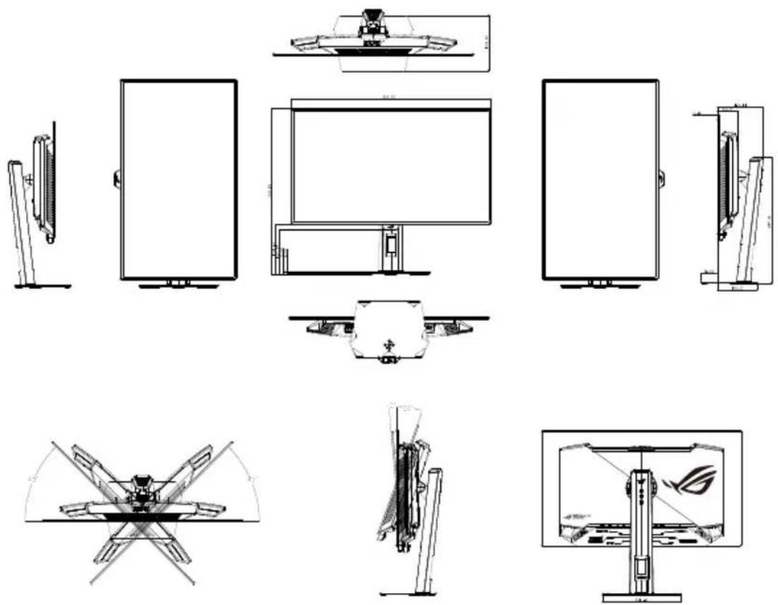 ASUS ROG Strix XG27AQWMG - Outline dimension - 1