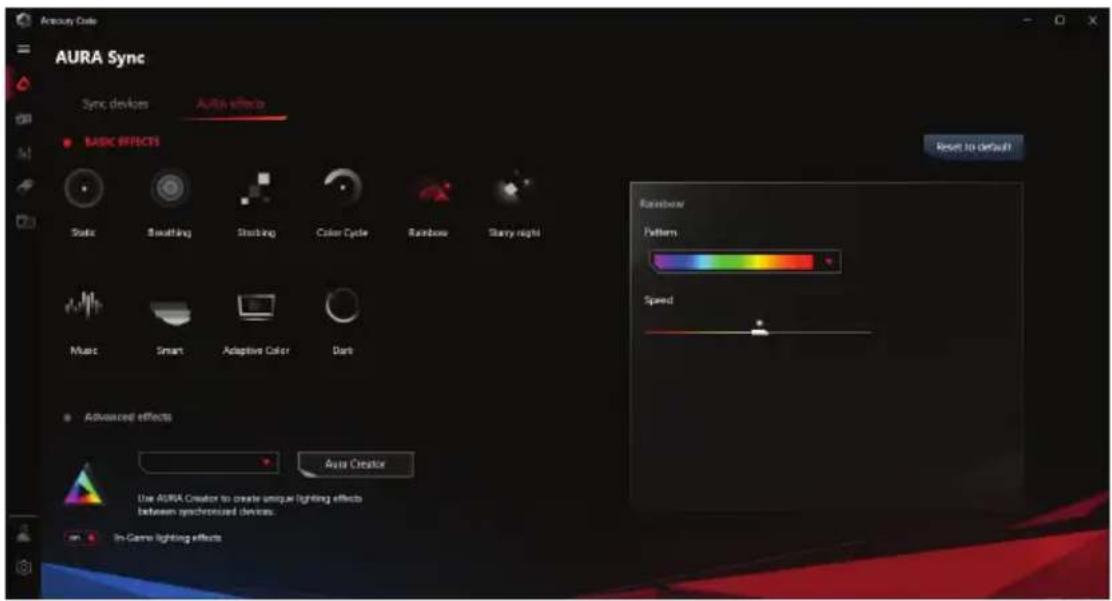AURAY Sync Sync devices AURAY effects BASIC EFFECTS Stroke Smoothing Strobbing Color Cycle Rainbow Starry right Music Smart Adaptive Color Dark Advanced effects Auto Creator Use AURAY Creator to create unique lighting effects between synchronized devices. In-Game lighting effects Randomize Pattern S…