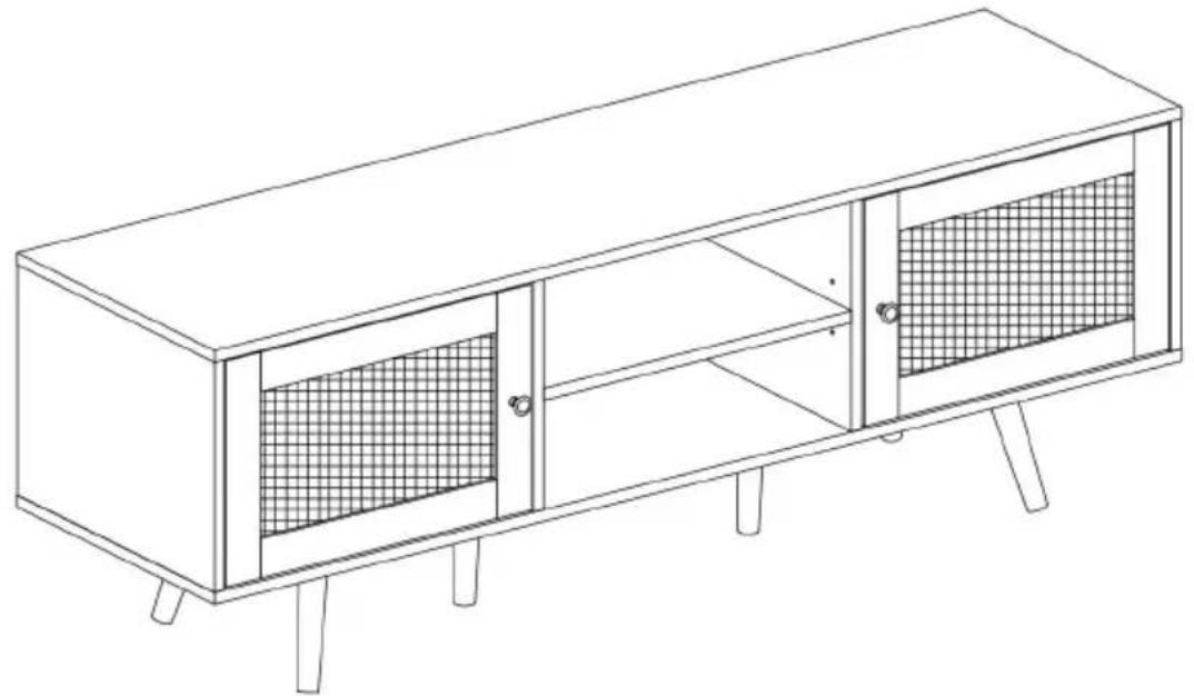 Line drawing of a modern cabinet with two doors and a mesh vent, no text or symbols present