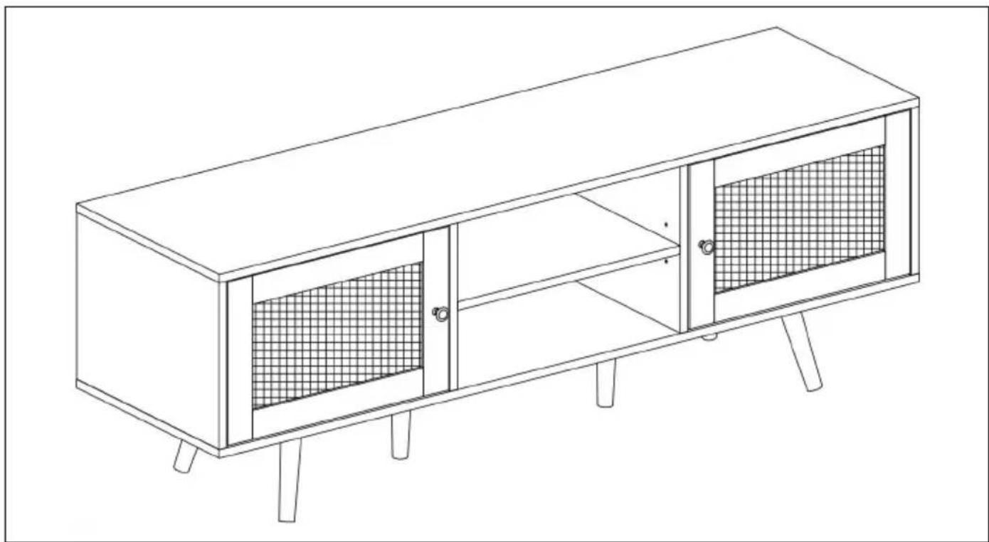 Line drawing of a modern modular cabinet with two doors and a mesh vent (no text or symbols)