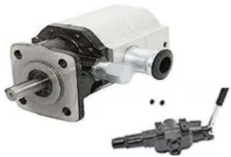 Mechanical assembly showing a motor and a hydraulic actuator (no text or symbols visible)