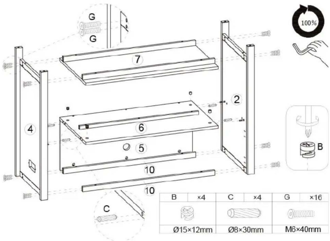 G G 7 2 4 6 5 10 10 C B ×4 C ×4 G ×16 Ø15×12mm Ø8×30mm M6×40mm