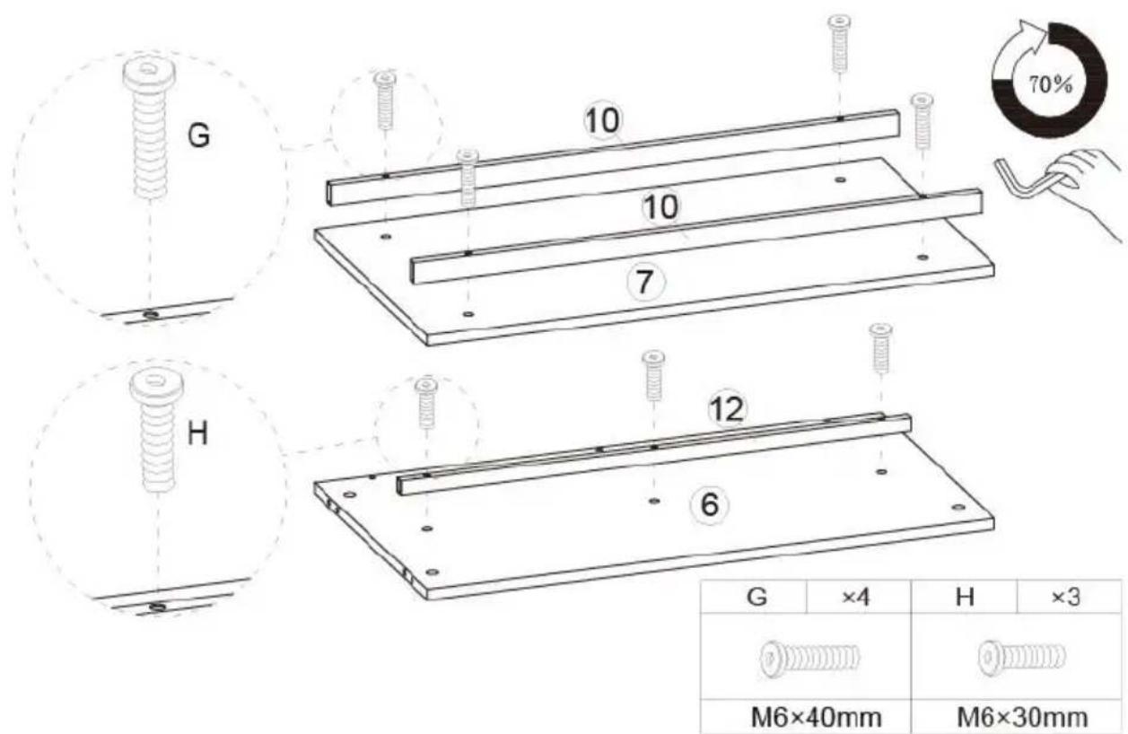 G 10 10 7 H 12 6 G ×4 H ×3 M6×40mm M6×30mm