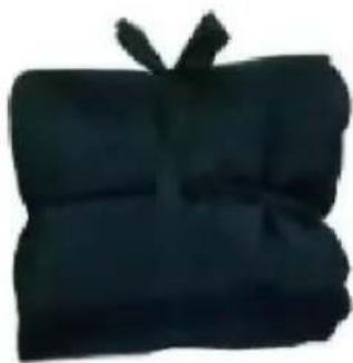 Dark fabric item with ribbon-like tie (no visible text or symbols)