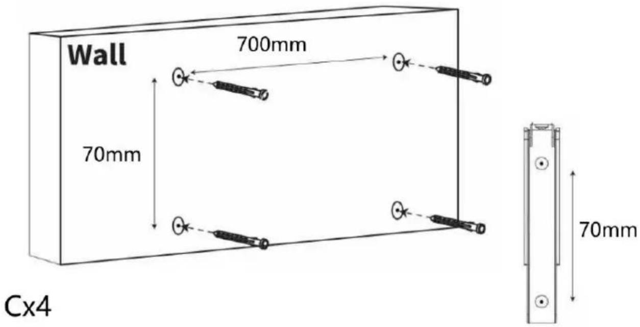 Wall 700mm 70mm Cx4 70mm