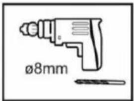Simple line drawing of a drill with a 8mm diameter and a flat blade (no text or symbols)