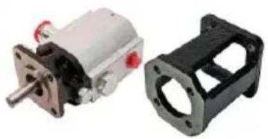 Two mechanical components: a motor and a black housing (no visible text or symbols)