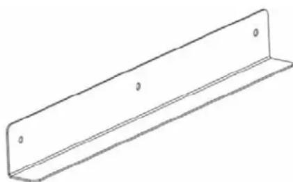Simple line drawing of a rectangular metal plate with three holes (no text or symbols)