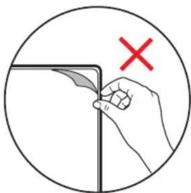 Illustration of a hand holding a pen tip, with a red X mark and circular background (no text or symbols)