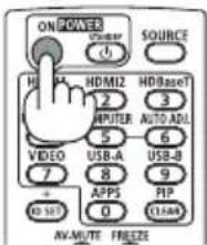 ON POWER CNSBY SOURCE HMI HDMI2 HDBase1 12 3 HPUTER AUTO ADL 5 6 VIDEO USB-A USB-B 7 8 9 APPS PIP 0 CLAM ID SET AV-MUTE FREEZE