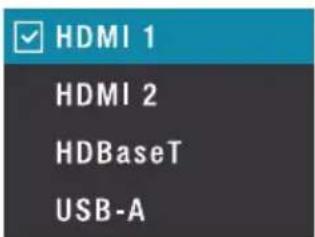 HDMI 1 HDMI 2 HDBaseT USB-A