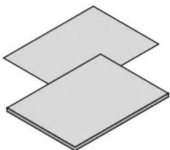 Two overlapping gray rectangular panels with no text or symbols