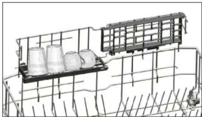 Technical line drawing of a mechanical assembly with metal cage and two cylindrical components (no text or symbols)