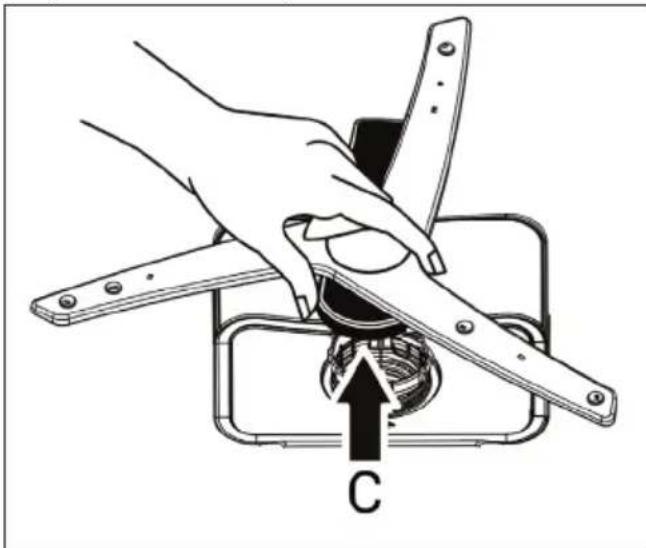 Diagram of a hand using a tool to adjust or install a mechanical component, with no visible text or symbols.