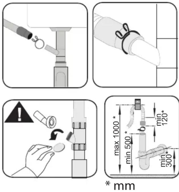 BEKO DEN48530X - Connection to the drain - 1