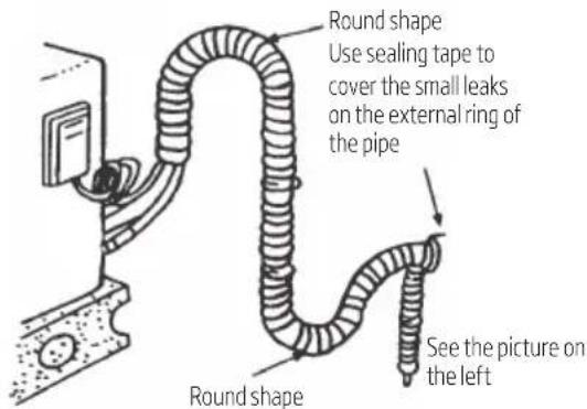Round shape Use sealing tape to cover the small leaks on the external ring of the pipe Round shape See the picture on the left