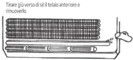 Tirare giù verso di sé il telaio anteriore e rimuoverlo.
