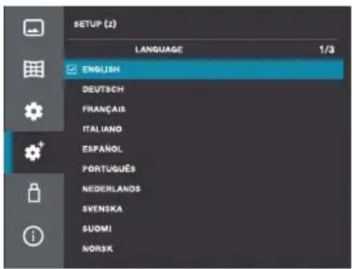 SETUP (2) LANGUAGE 1/3 ENGLISH DEUTSCH FRANÇAIS ITALIANO ESPAÑOL PORTUGUÉS NEDERLANDS SVENSKA SUOMI NORSK