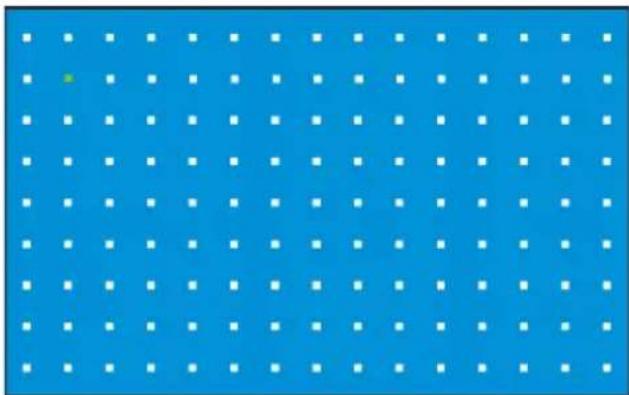 Blue background with a grid of white dots, no text or symbols present.