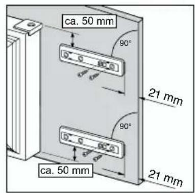 ca. 50 mm 90° 21 mm 90° ca. 50 mm 21 mm