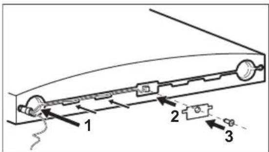 Technical diagram of a mechanical device with labeled components 1, 2, and 3