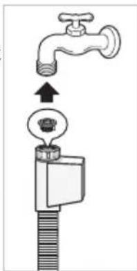 Diagram illustrating a faucet and tap with an icon of a valve, showing mechanical components and directional arrows.