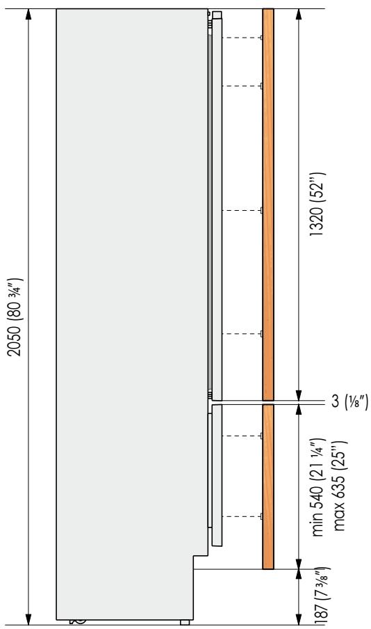 SMEG RF376RSIX - Dimensions des panneaux - Modèles avec un Grand Bac - 1