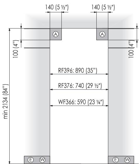 SMEG RF376RSIX - Pladsbehov med åben läge 90 - 1