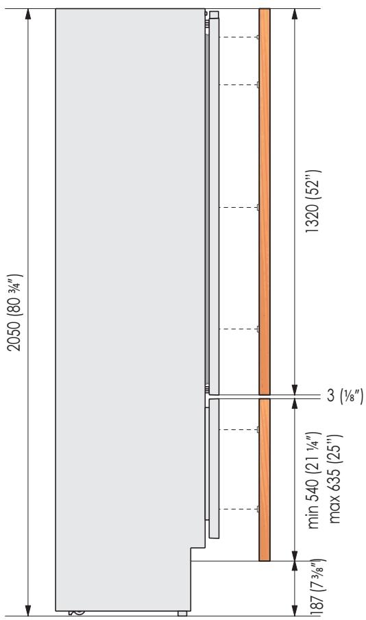 SMEG RF376RSIX - Mål for paneler til modeller med én stor skuff - 1