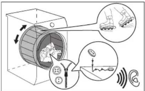 Diagram illustrating a mechanical device with labeled parts and motion indicators, including roller skates and sensor readings.