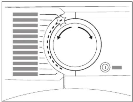 Diagram of a circular device with directional arrows and a numbered button, no readable text or symbols present.