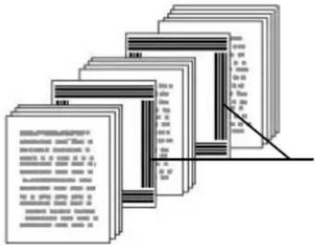 Stacked document pages with dense text, likely from a legal or administrative form, showing multiple columns of Chinese characters.
