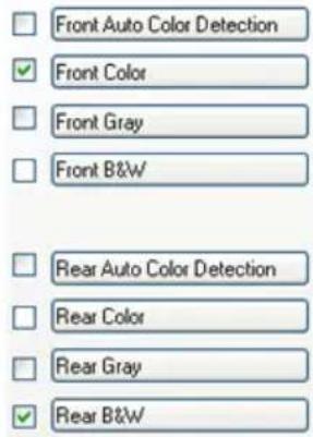 Front Auto Color Detection Front Color Front Gray Front B&W Rear Auto Color Detection Rear Color Rear Gray Rear B&W