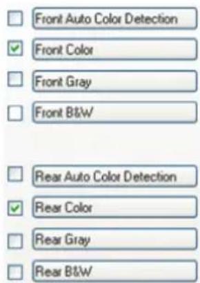Front Auto Color Detection ✓ Front Color □ Front Gray □ Front B&W □ Rear Auto Color Detection ✓ Rear Color □ Rear Gray □ Rear B&W