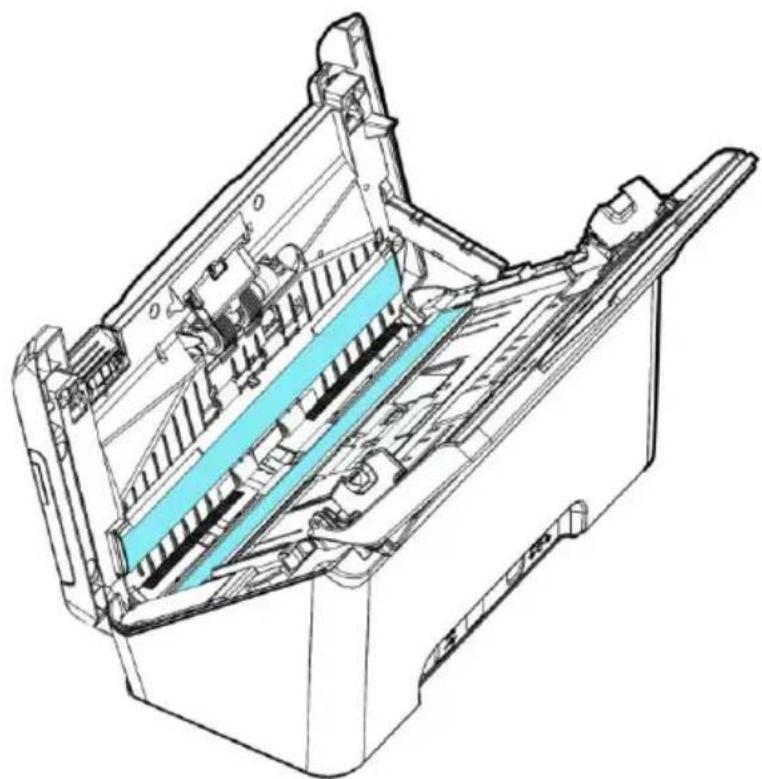 Technical line drawing of a mechanical device interior with internal components (no text or symbols)